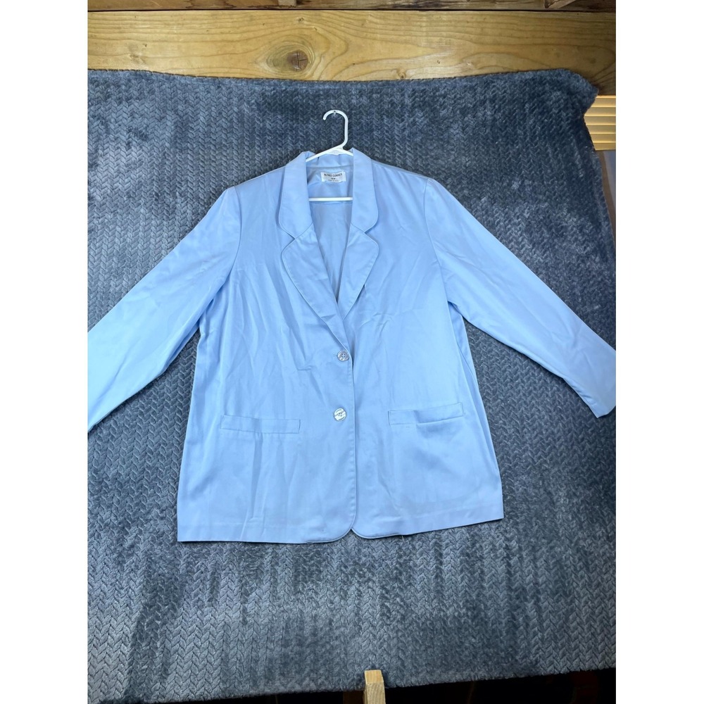 Vintage Alfred Dunner Blazer Jacket Womens 18W Blue Single Breasted Made in USA